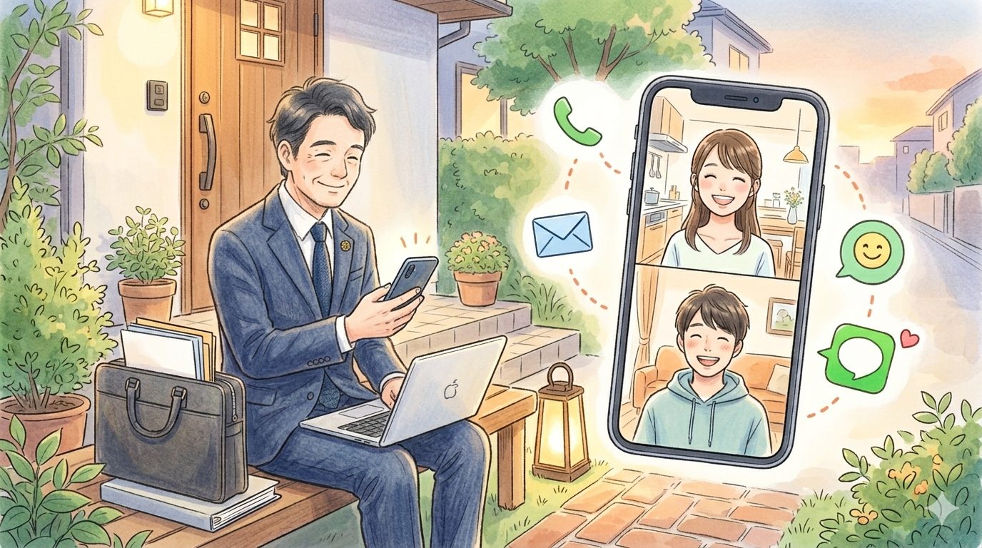 遠方から親を見守るイメージ