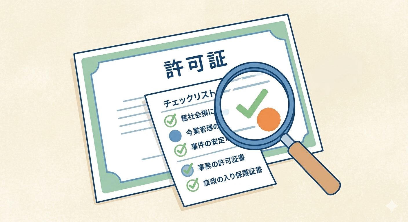 許可証とチェックリストのイメージ