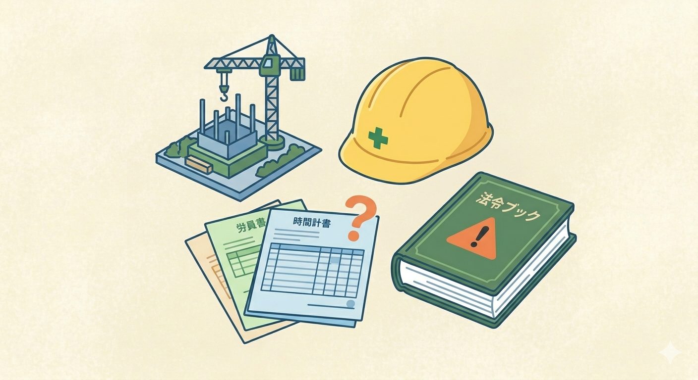 建設業と法令違反リスクのイメージ
