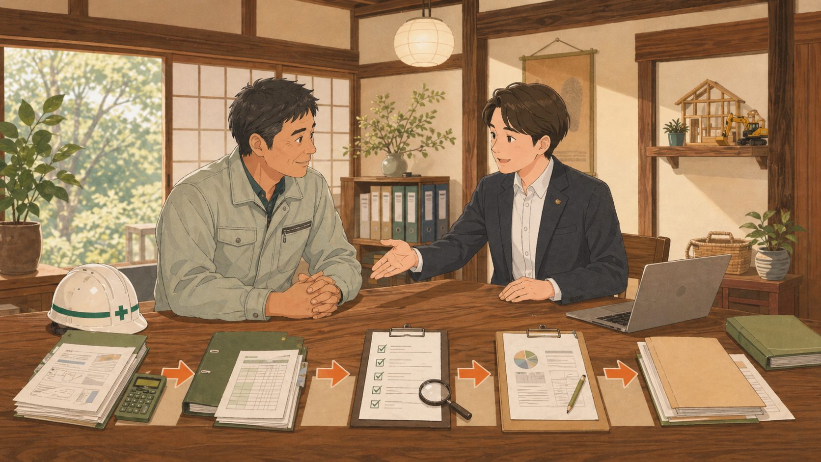 経審申請の流れを確認するイメージ