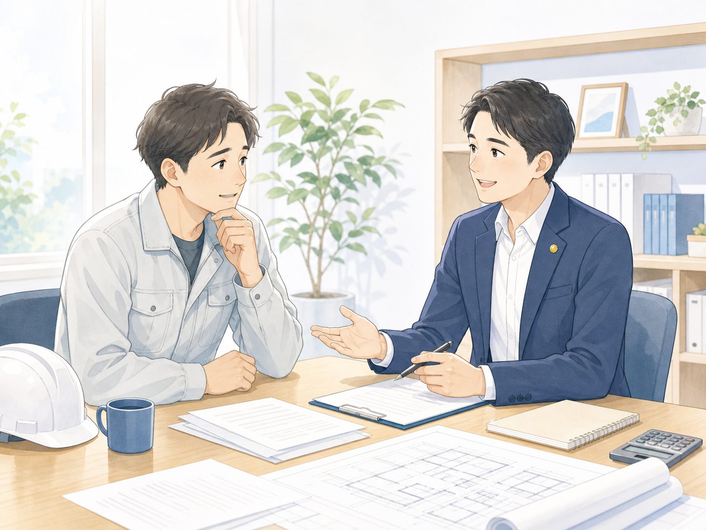 建設業許可について電話やLINEで無料相談するイメージ