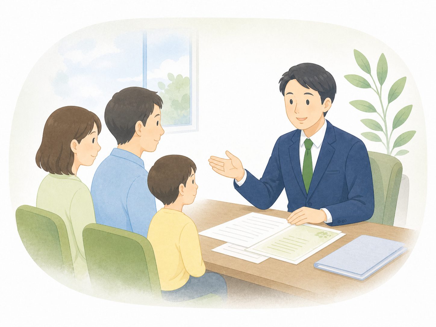 相続手続き全体の流れを表したやさしいイラスト